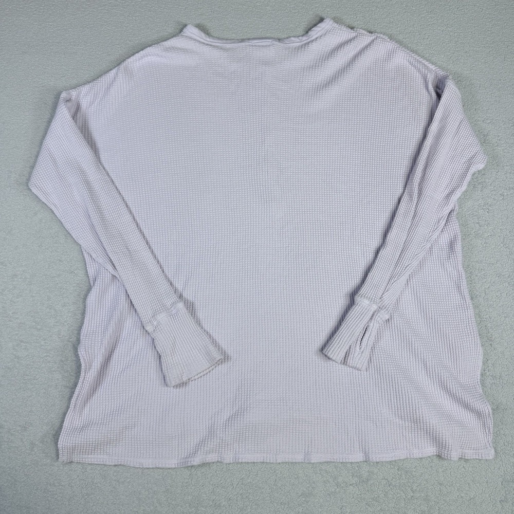 Offline Aerie Womens Henley Top Oversized Purple Waffle Knit Thumbhole Medium - Picture 2 of 9